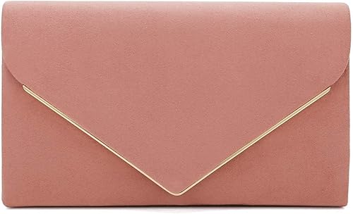 CHARMING TAILOR Bolso de mano de gamuza sintética, elegante bolso de noche con encuadernación de metal para bodas, bailes, eventos de corbata negra