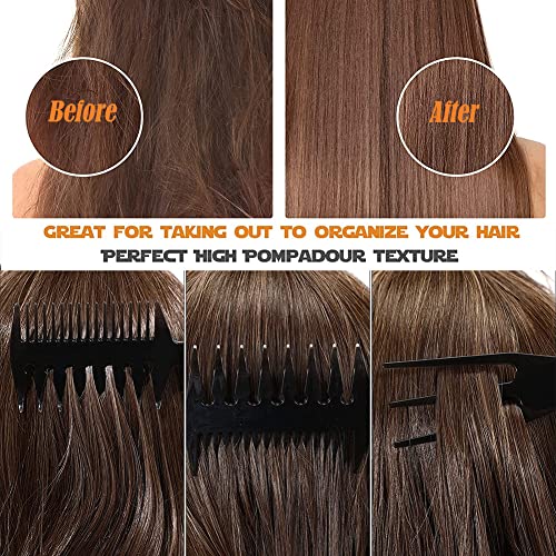 Peine profesional doble cara negro plástico AKOAK miniatura 7