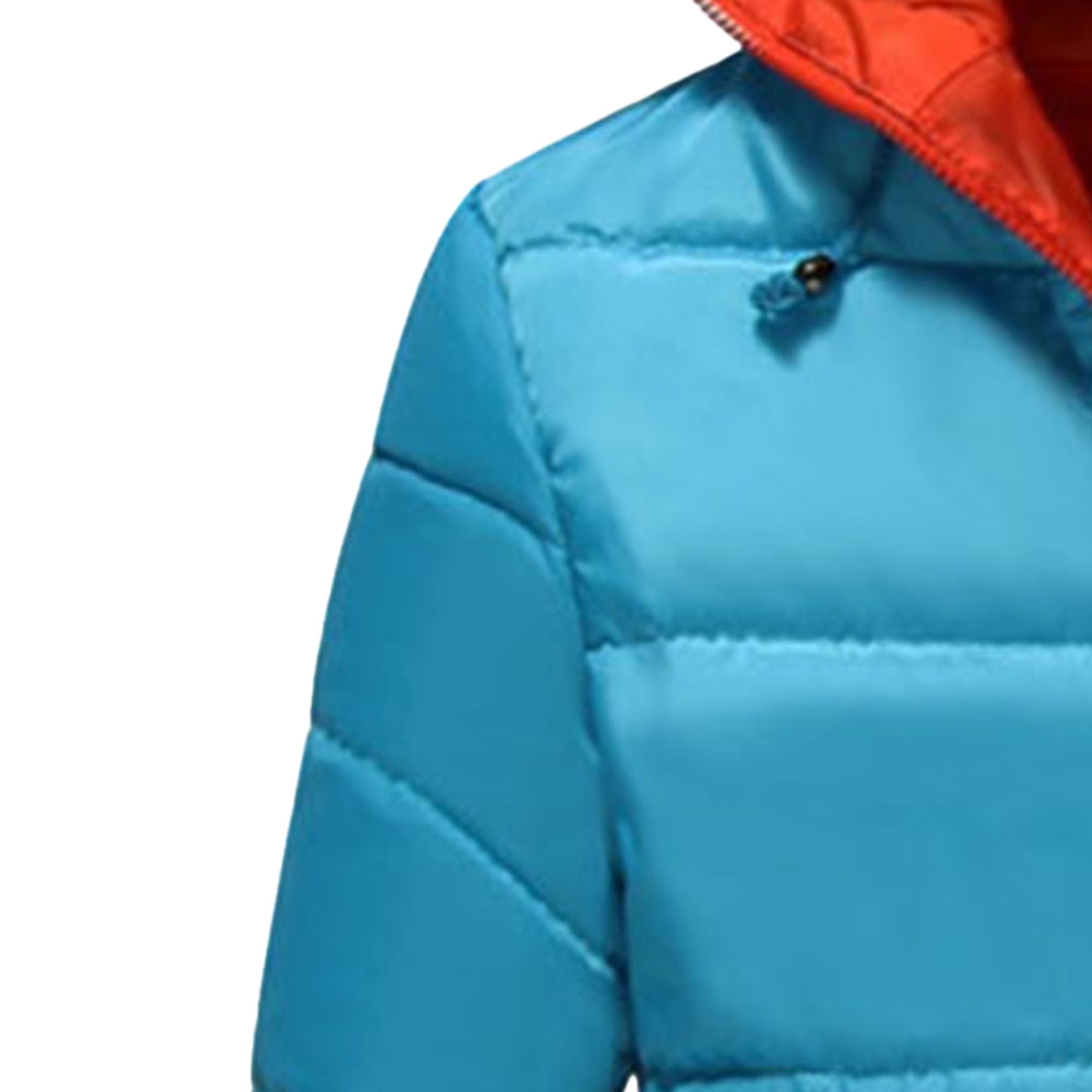 Qolkmuiy-GJ Mens Mixed Quilted Puffer Jacket Casual Hooded Thick Down Jackets Zip Up Warm Parkas Outdoor Coats (Blue,XX-Large)