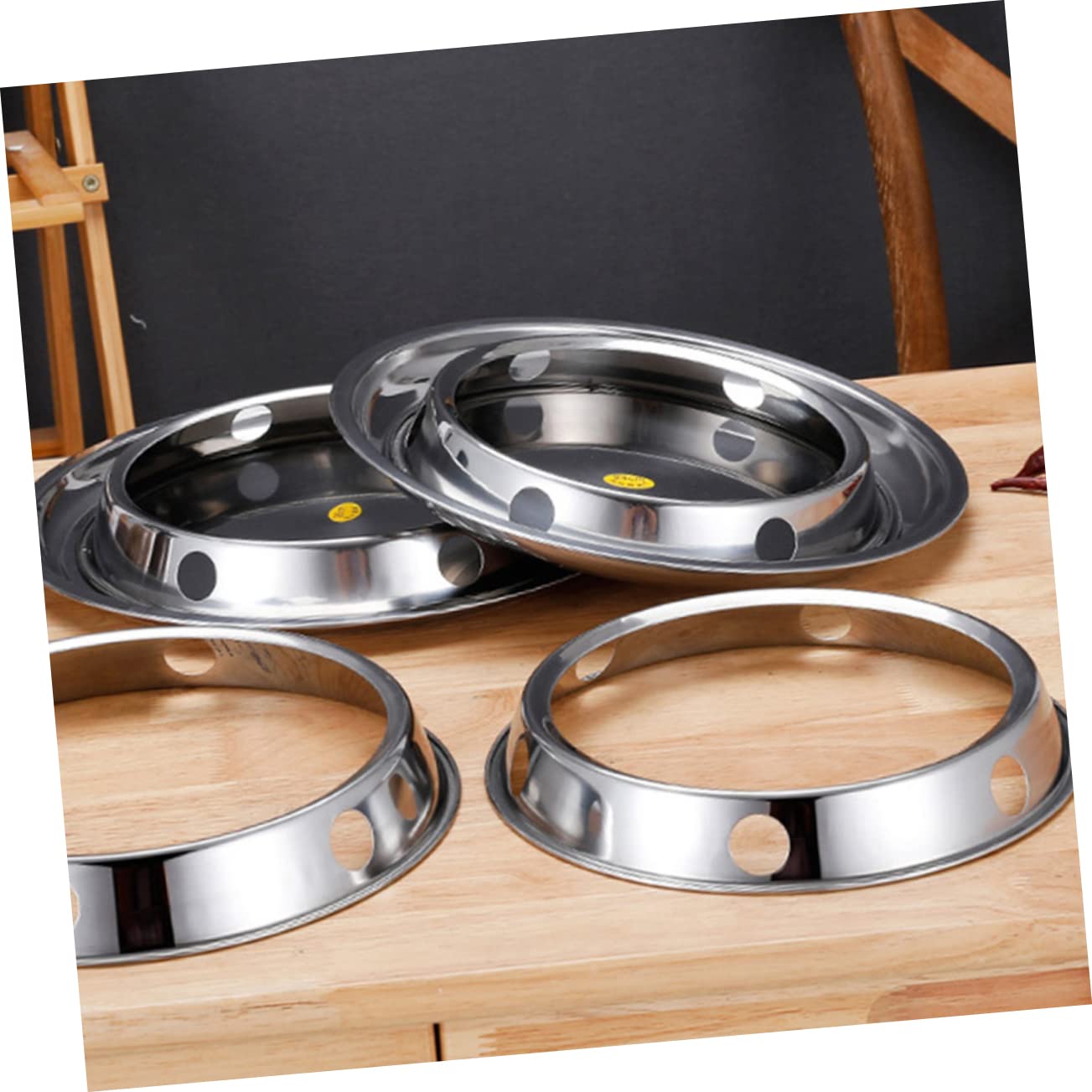 ABOOFAN 2Pcs Heavy Duty Stainless Steel Pot Rack Heat Wok Stand for Various Pots Pans Stable Base Easy to Clean Round Design