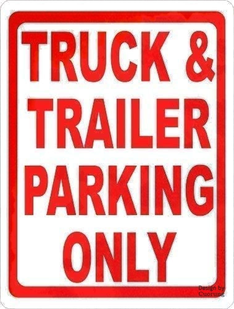 Heavy Vehicle Reserved Parking Metal Tin Sign, Truck & Trailer Exclusive Parking Business Yard Wall Decor, 16x12 Inches Aluminum