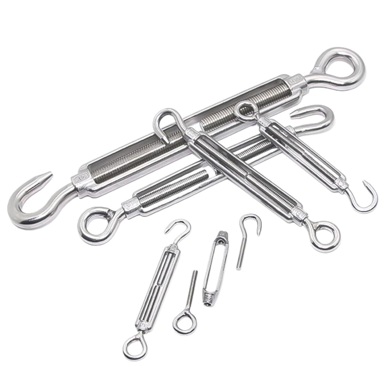 Lot de 5 tendeurs chaîne réglables en Acier Inoxydable 304, M4, M5, M6, M8, M10, Crochets et œillets, tendeur câble métallique Tendeurs(M10)