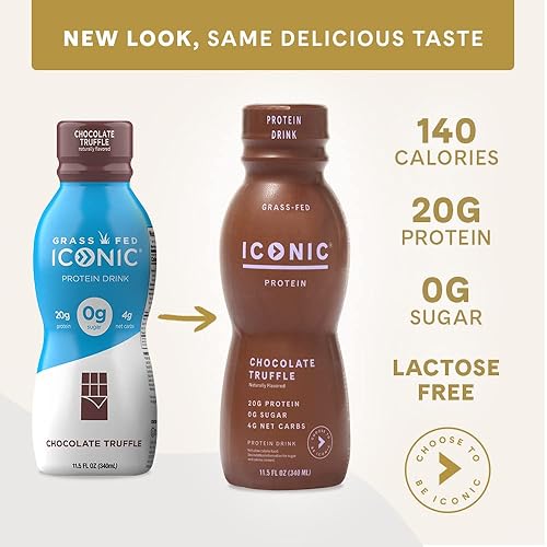 Miniatura 3 de ICONIC Bebidas proteicas trufa de chocolate paquete de 4  Sin azúcar y bajas en carbohidratos  071oz de proteína alimentada con pasto  Sin lactosa