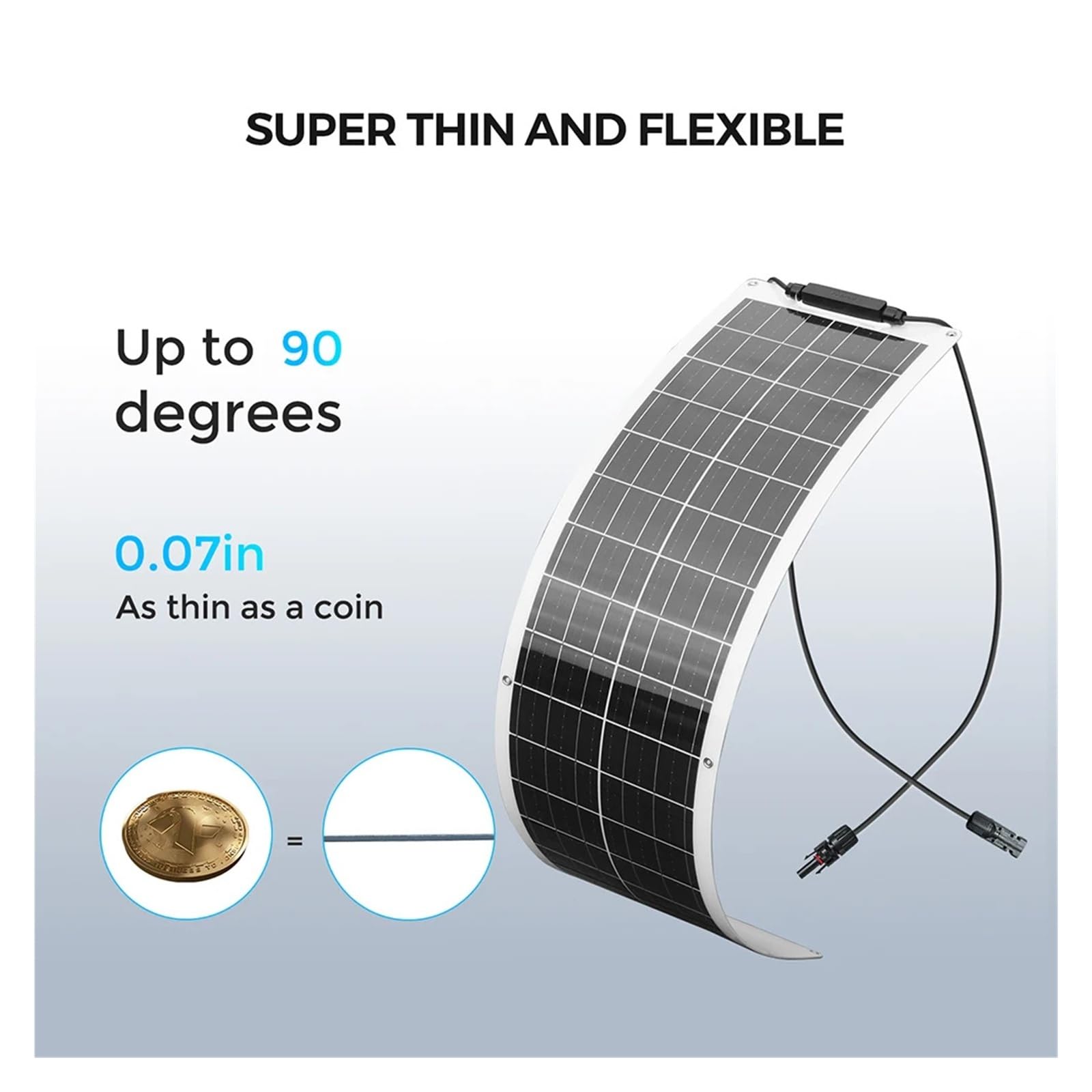 Pannello solare flessibile da 50 W o 100 W, kit pannello solare mono leggero da 12 V for camper, roulotte, camper, barche, tetti, superfici irregolari(19.8V 50W)