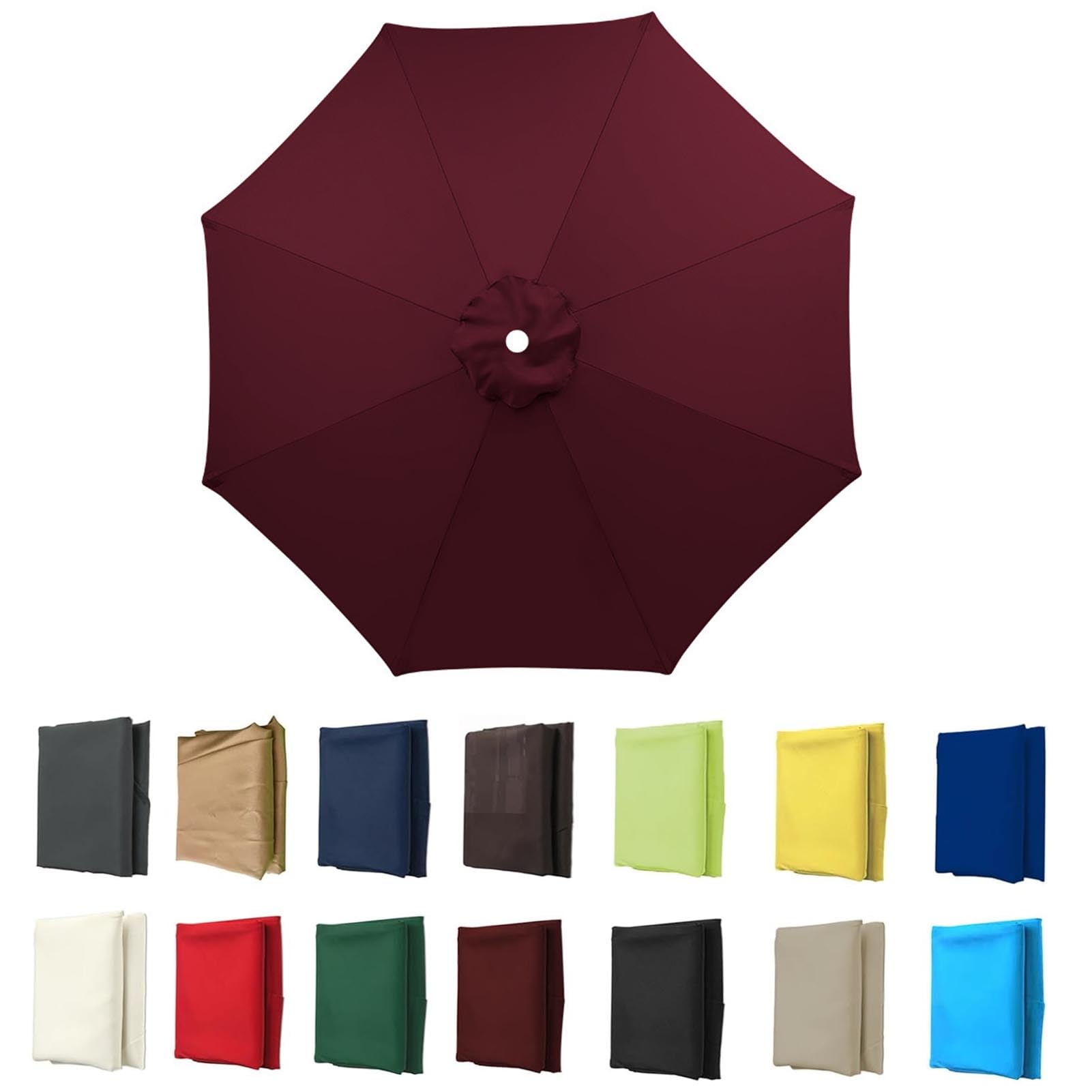 2m-3.5m Replacement Parasol Canopy, Umbrella Replacement Fabric, UPF 50+ Garden Parasol Replacement Canopy, Outdoor Replacement Fabric, 6/8 Rib for Garden Umbrella (Claret,6ribs:2.5m/8.2ft)
