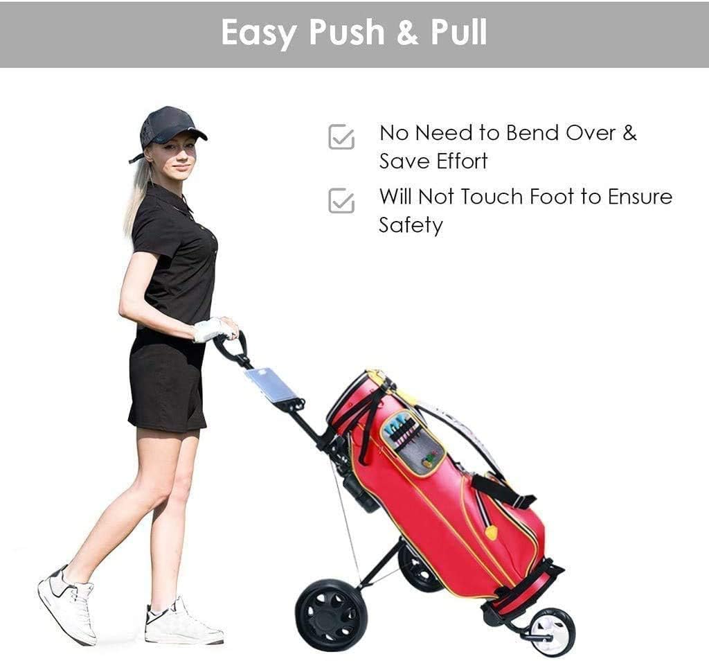 Golf Trolley 3 Wheel Golf Trolley 3 Wheel, Golf Push Cart One Second to Open and Close, Collapsible Golf Caddy, Lightweight Golf Cart with Scorecard Drink Holder