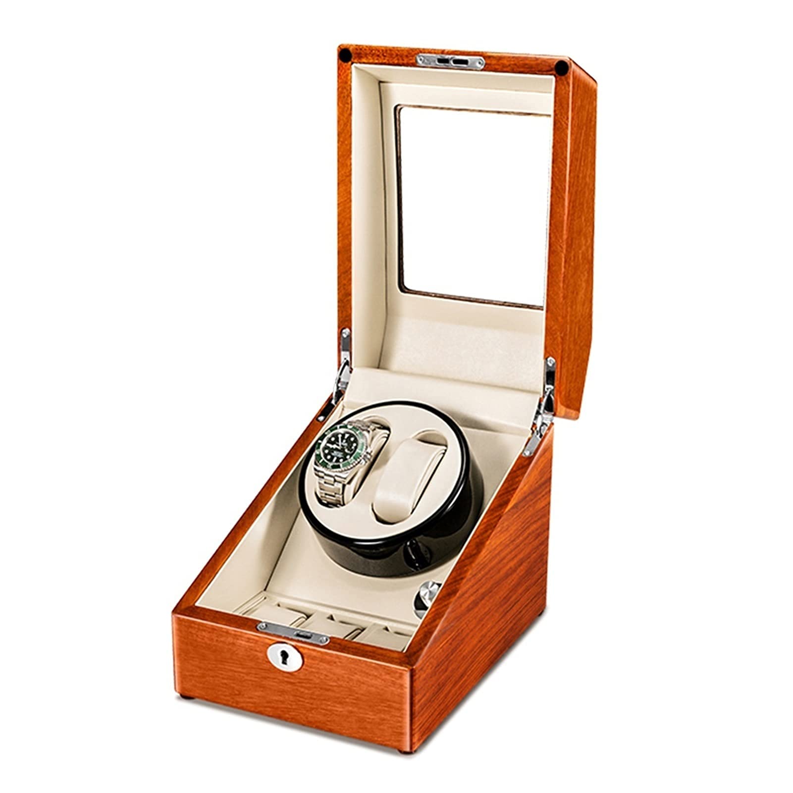 QUSYZD Solid Wood Watch Winder for 2+0/2+3 Automatic Watches, with Super Quiet Motor, 4 Rotation Mode Setting, Fit Lady and Man Watches,Rosewood+white-2+3
