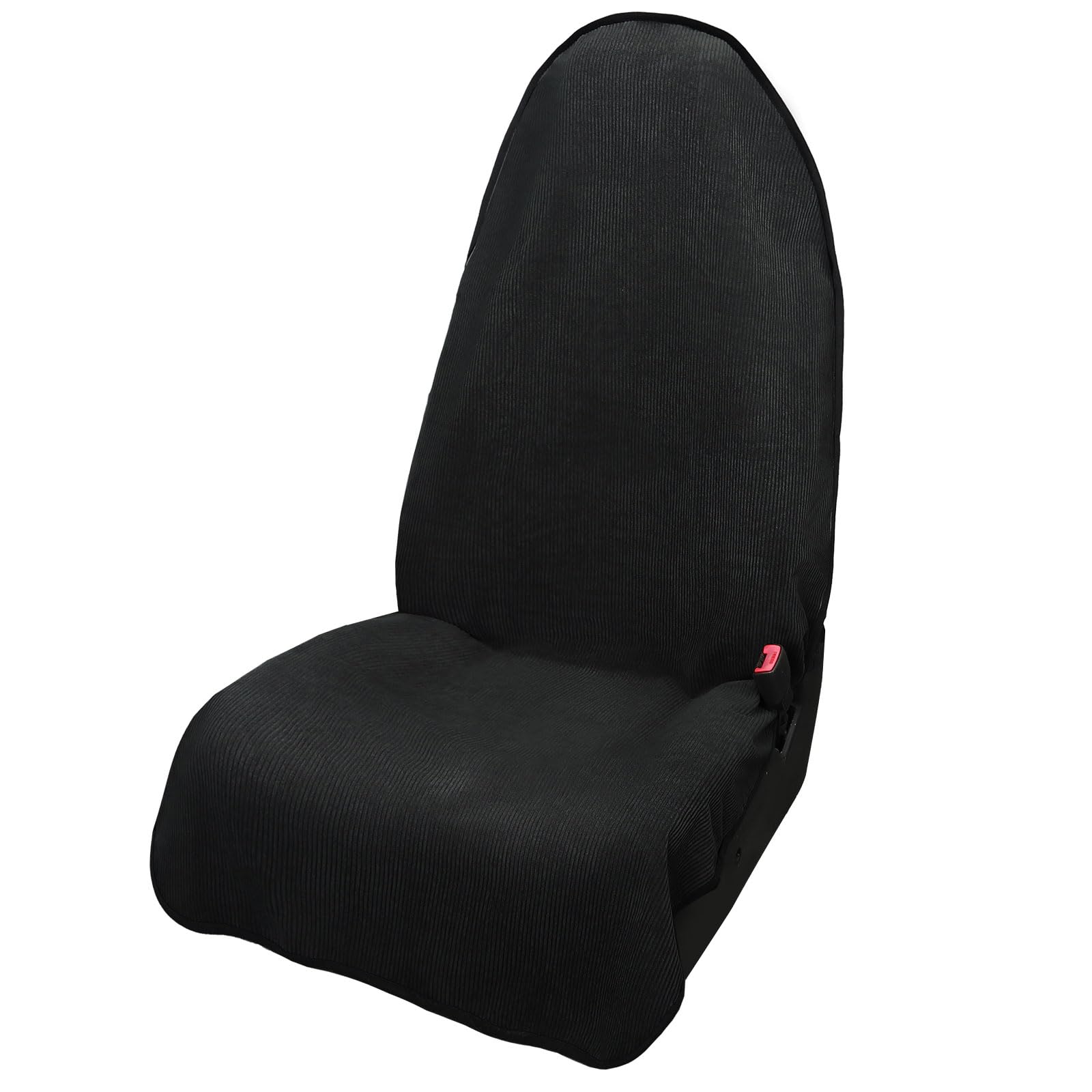 Leader Accessories universeller Autoschonbezug weicher Kord Sitzauflage 3-lagige 100% wasserdicht Autositzbezug als Überwurf rutschfest Schutzbezug Fahrersitz Beifahrersitz Vordersitz Schwarz