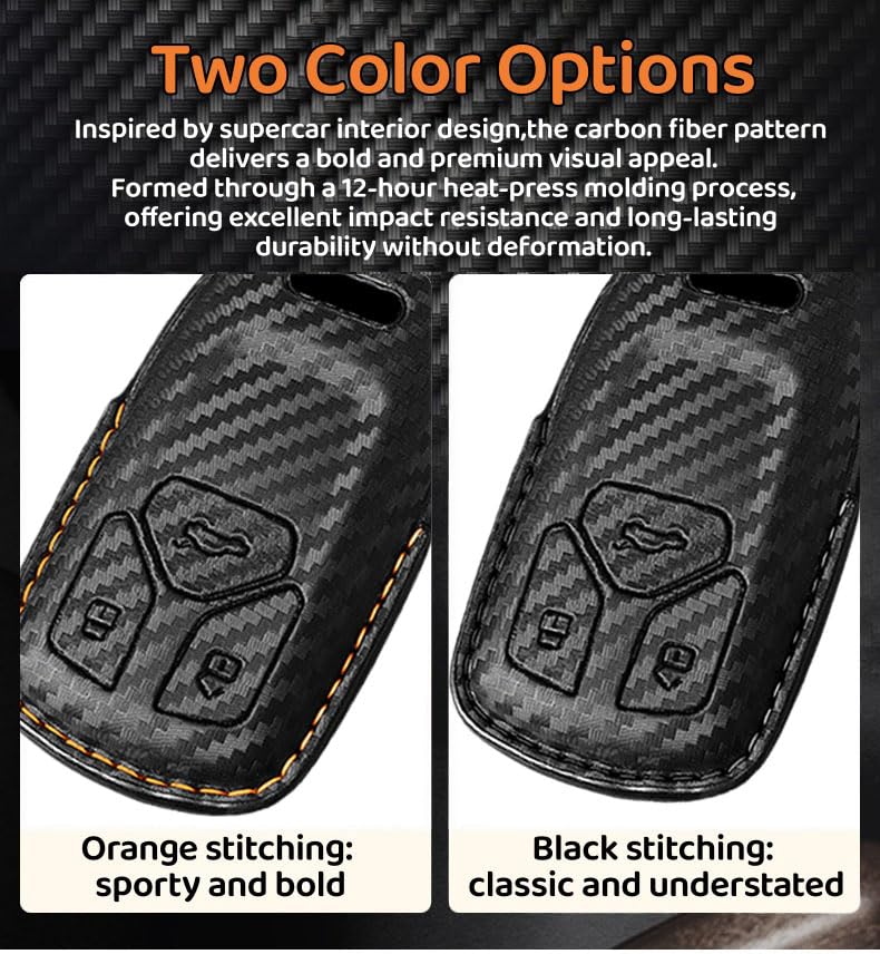 Coque de clé Audi à 3 boutons, étui cuir Keyless haute précision orange