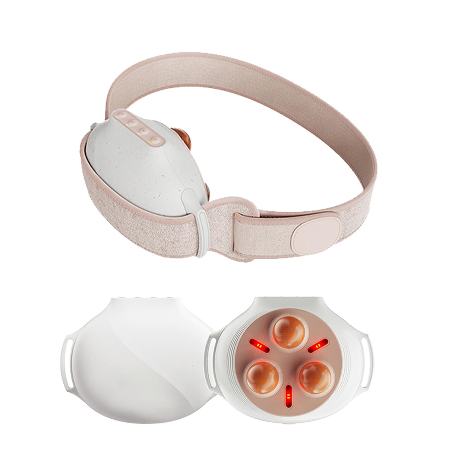 Masajeador abdominal con agujas de piedra natural, terapia de luz roja, calor infrarrojo lejano, masaje abdominal portátil para digestión y comodidad