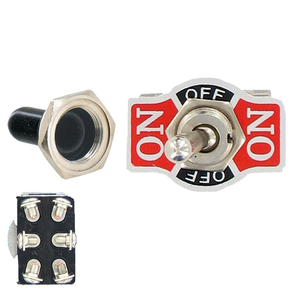 Etopars 5-Pack DPDT Rocker Toggle Switch – 20A 125V / 15A 250V, ON-OFF-ON, 6 Terminal Screw