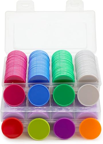 Vista 21 de Juego de 100 fichas de juego de fichas de póquer de plástico opaco con caja de almacenamiento (azul, 1 pulgada)