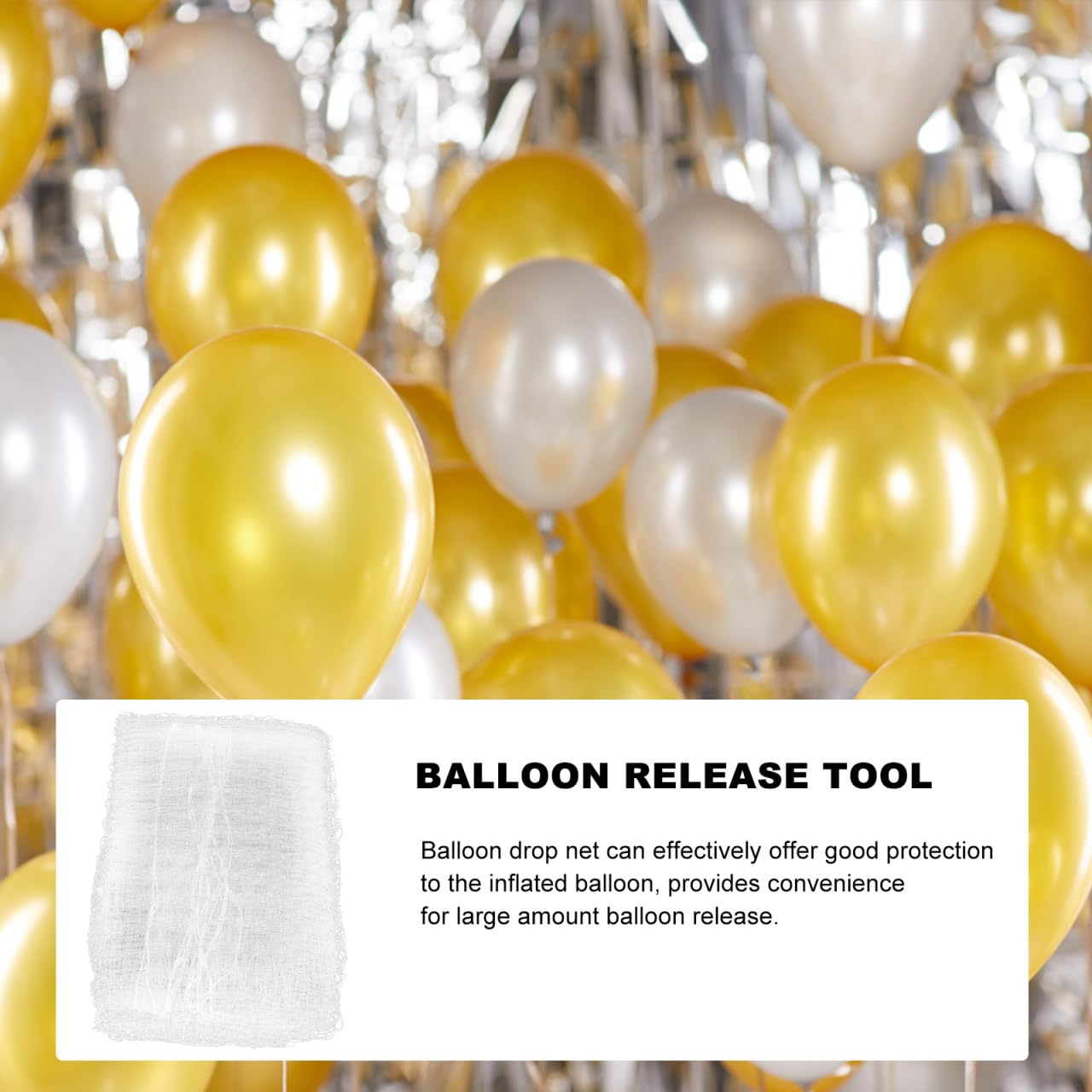 Filet de Largage de Ballons en PP Résistant Grand Filet Pliable pour 200 Ballons pour Fête Lâcher Plafond Mariage Anniversaire Shower Cérémonie