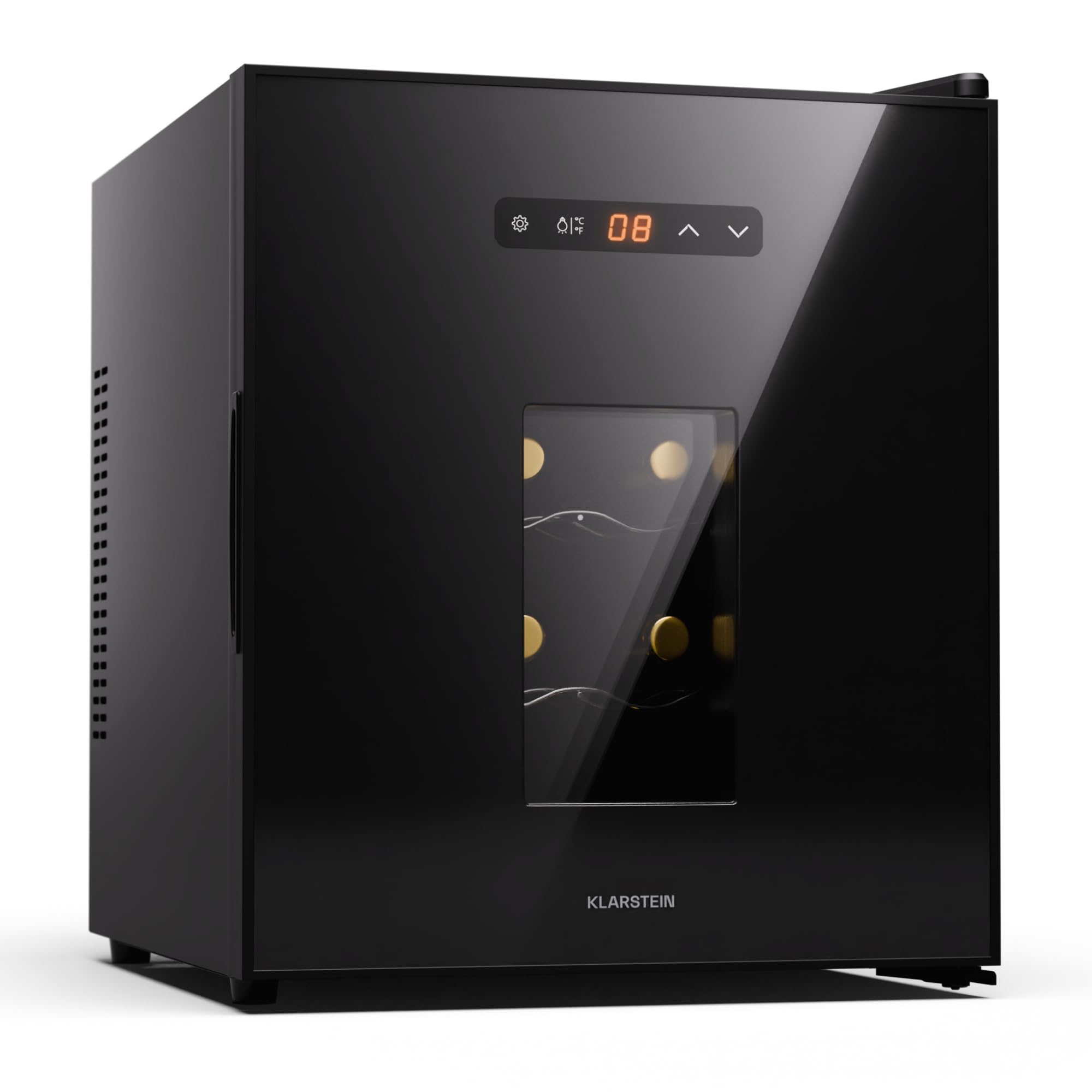 Klarstein Vinoteca para Vinos, Nevera Vino Una Zona 5-22°C, Botellas Vino, Proseco y Cervezas, Vinoteca Pequeña Puerta Cristal para Interior y Exterior, Nevera para Vinos Capacidad 16 Botellas