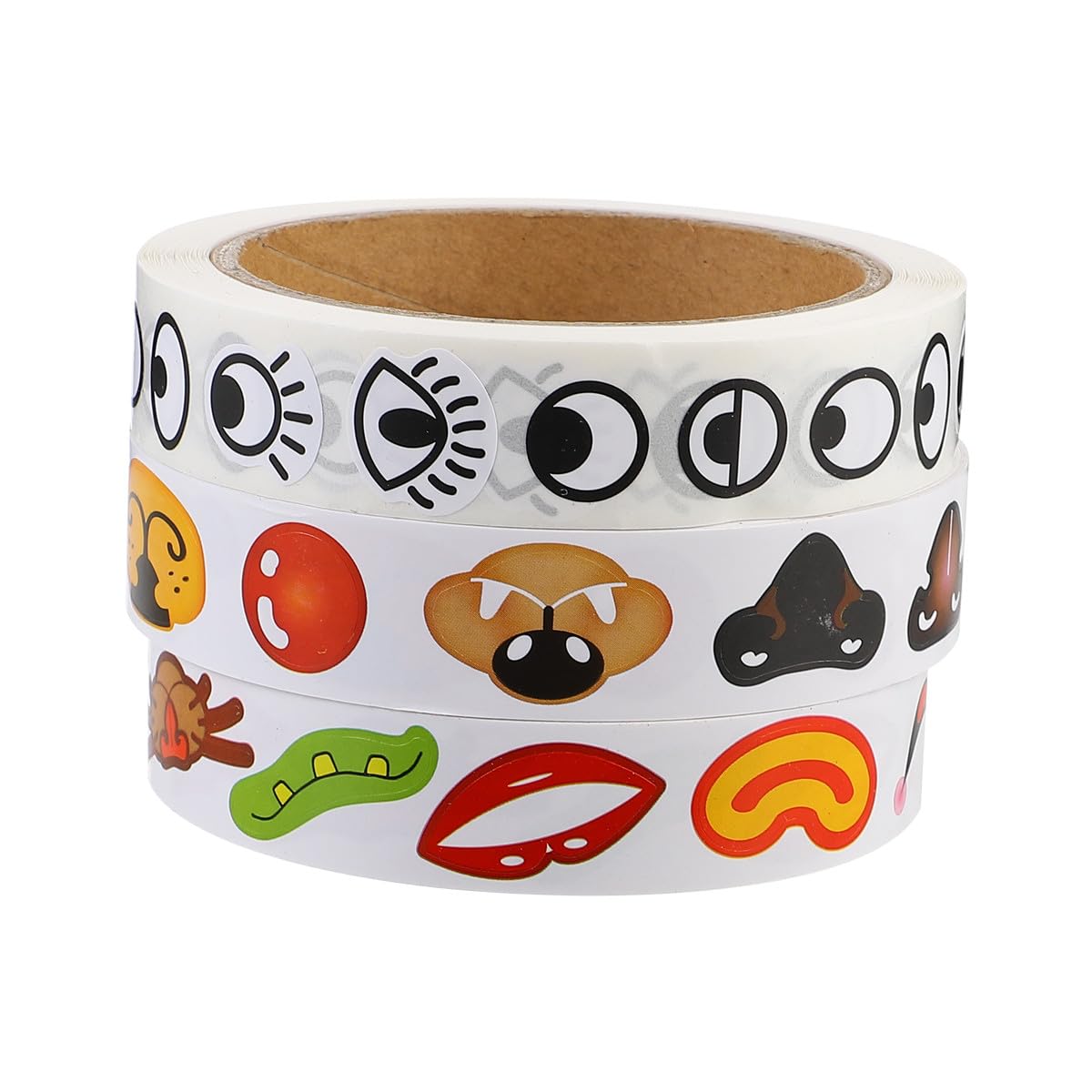 SEWACC 3 Rolls of Cartoon Eye Nose Mouth Stickers, Face Expression Sticker Rolls DIY Craft Labels for Scrapbooking and Party Decorations