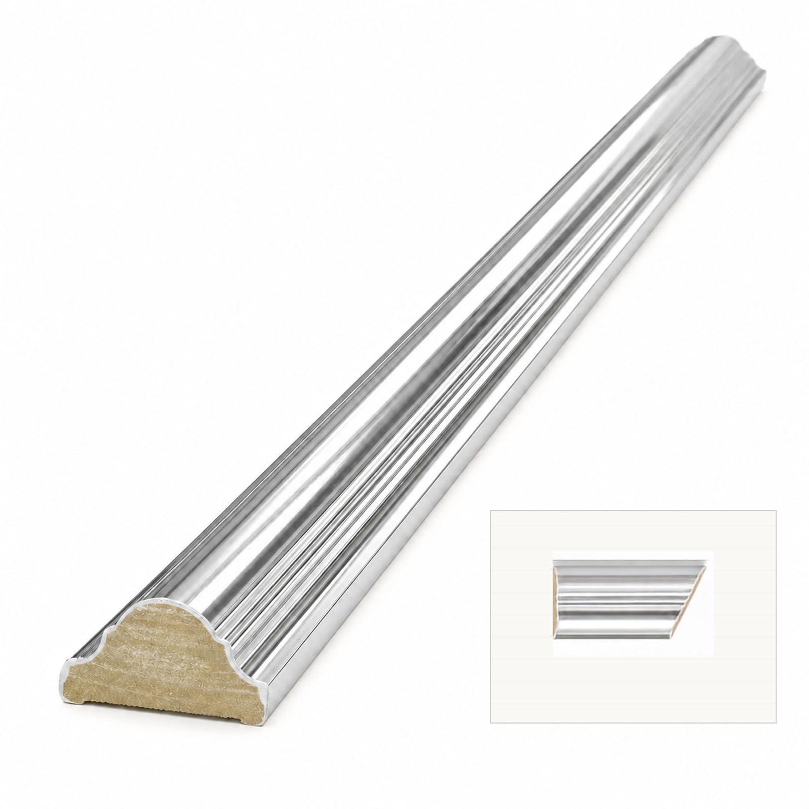 DECOVISION Wall Moulding 1Pc - Silver Paintable, 4cm x 120cm, Right Mitre