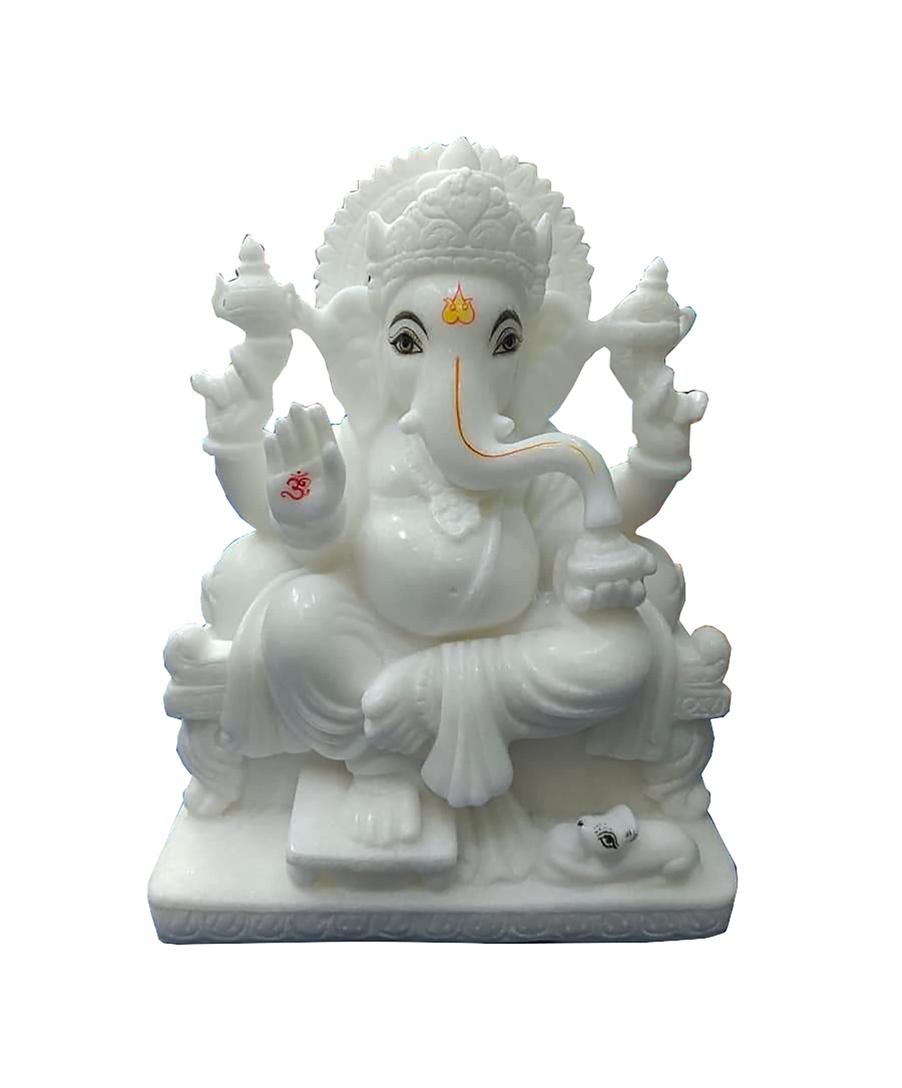 Vidhya Moorti Art Marble Lord Vinayagar Statue/Ganpati Murti Statue for Pooja Room, Home, Office, 12 inch, White