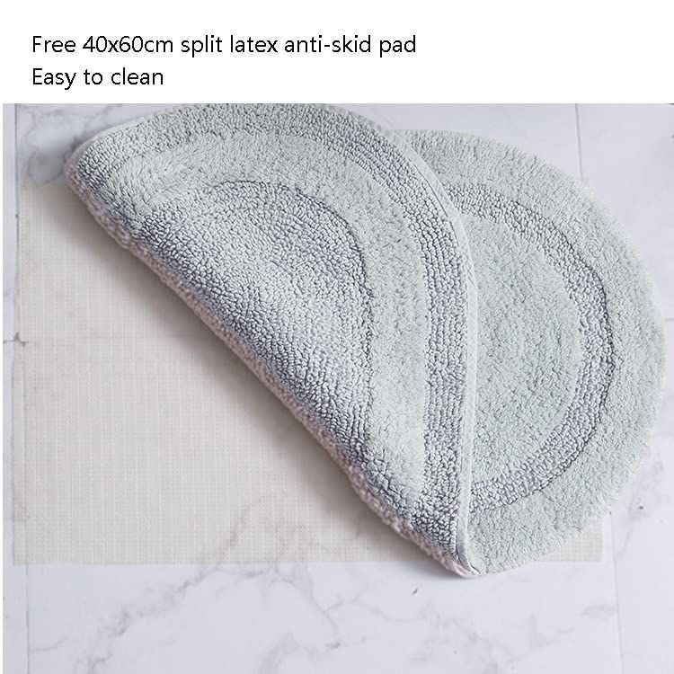 Tappetino da bagno ovale fatto a mano Tappeto da bagno in cotone ispessito tinta unita assorbente antiscivolo tappeto da bagno per porte domestiche