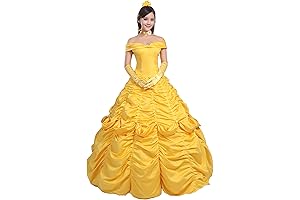 Ainiel Women's Belle Dress for Women - Cosplay Costume Princess Dress Yellow Satin