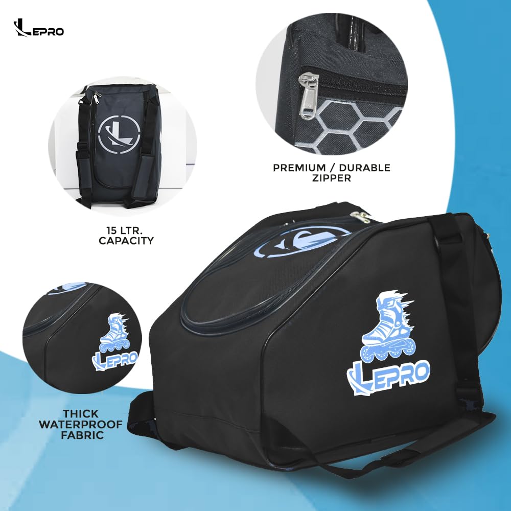 LEPRO Skate Bag | Premium Roller Skating Bag with Adjustable Shoulder Strap for Youth and Adults (Black) 1
