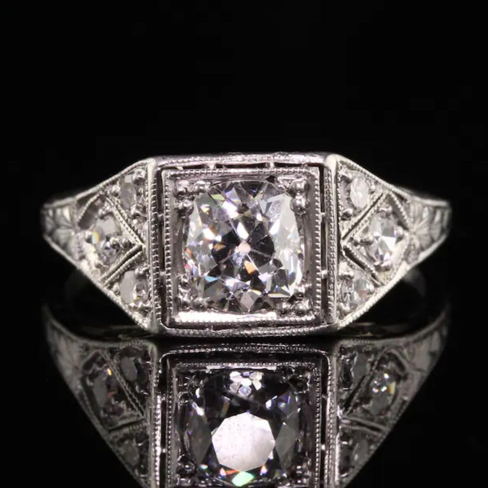 2 Ct Round Diamond Antique Art Deco Vintage Style Filigree Engagement Ring For Women 14K Gold Finish Unique Retro Victorian Jewelry 925 Sterling Silver Handmade Edwardian Proposal Ring