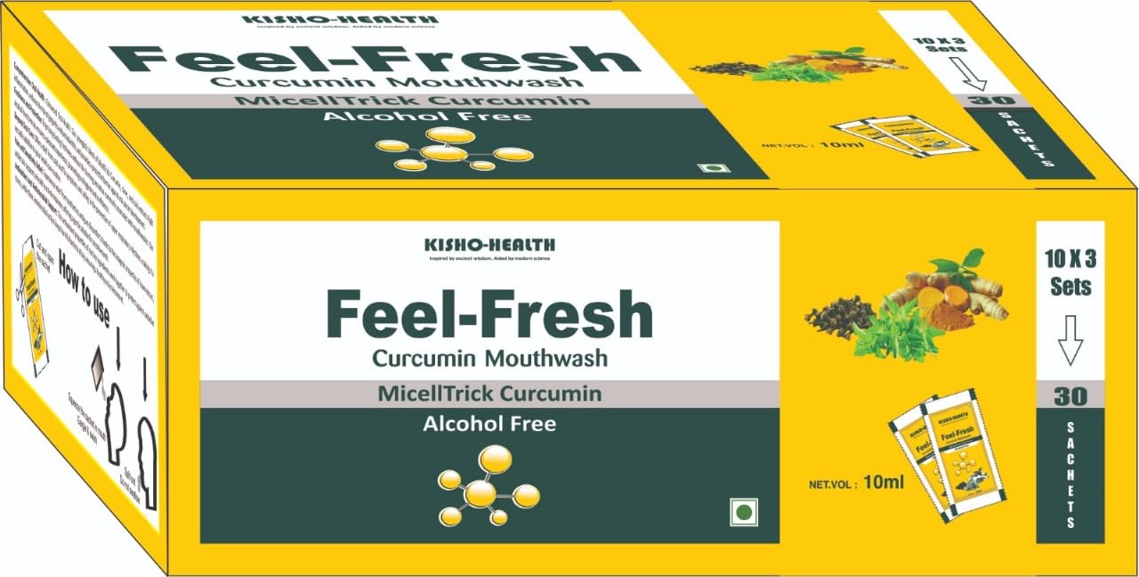 GVSK Feel-Fresh Curcumin MouthWash |Alcohol Free 30 Sachets