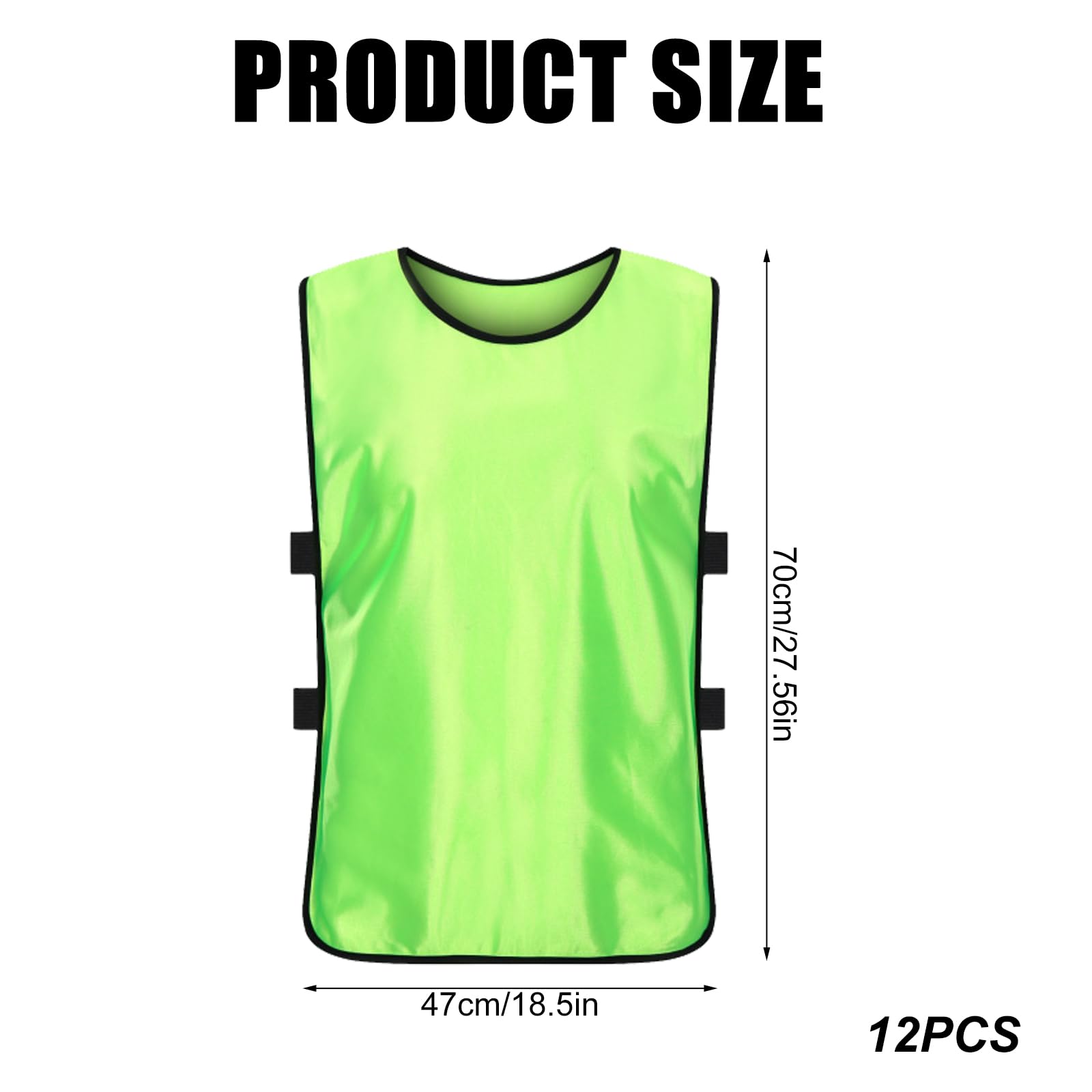 GBKDQQ Set Da 12 Pettorine Da Calcio Per Adulti, 47 X 70 Cm, Pettorine Da Allenamento In Rete Per Basket, Sportive Per Uomo, Donna, Calcio, Netball, Rugby (Verde Fluorescente)