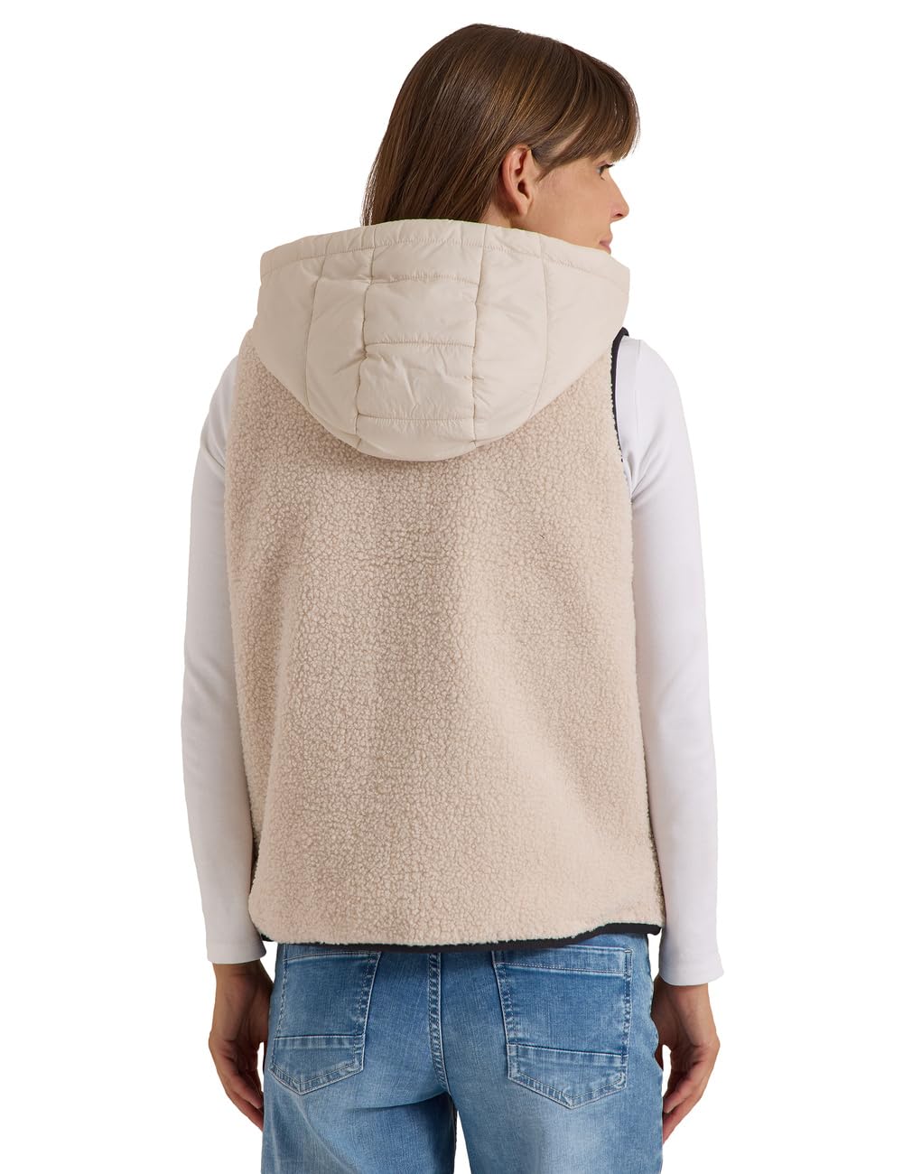 Cecil Damen Teddy-Weste mit abnehmbarer Kapuze