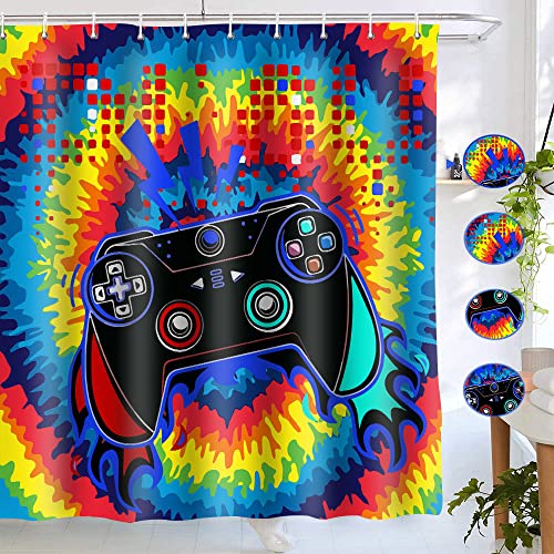 Gdmoon Gamer Shower Curtain Boys Video Game Colorful Graffiti Hip Hop For Boys Gaming Black Gamepad Modern Cool Kids Teens Gift Bedroom Decor Bathroom Curtain With 12 Hooks 72X72In Ylrlgd797 #TOP3