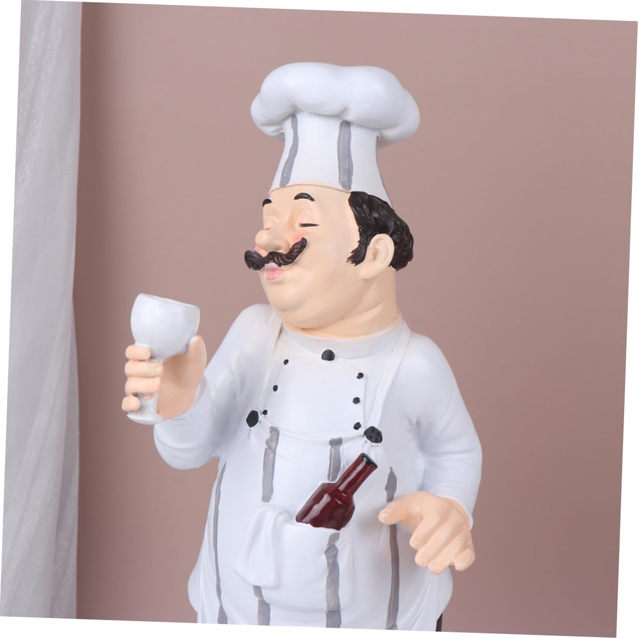 Statua da Chef in Resina Stile Europeo Bianco Ornamento da Cucina per Casa o Bistro Base Stabile Decorazione per Tavolo
