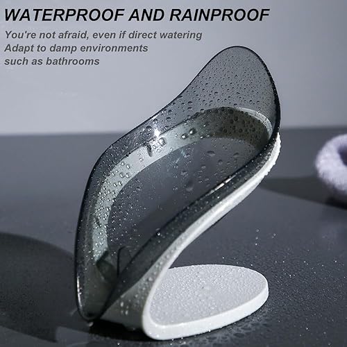 Miniatura 8 de H&W 2 jaboneras autodrenantes, jabonera con ventosa, soporte para barra de jabón de ducha, soporte para jabón en forma de hoja, dispensador de