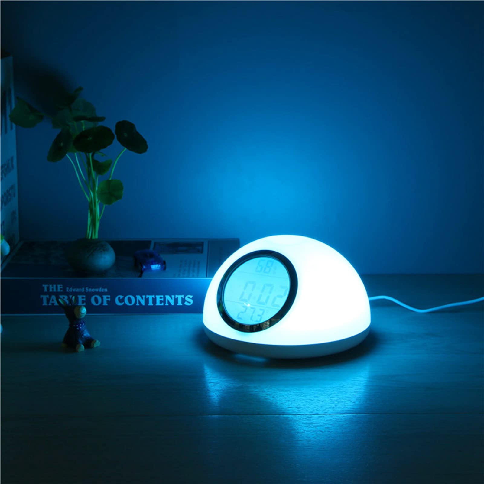 Luz para Despertar con Control y Simulación, Luz Cálida de 7 Colores, Reloj Despertador LCD para Personas Que Duermen y Niños