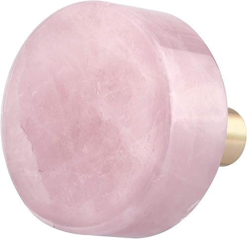 Miniatura 3 de mookaitedecor Juego de 4 pomos de cuarzo rosa para cajones con tornillos, manijas de piedra de cristal para tocador, armario, cocina decorativa