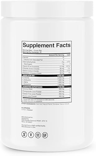 Miniatura 2 de Swolverine BCAA 211  Aminoácidos de cadena ramificada, electrolitos, L-glutamina, fórmula de hidratación y recuperación, granada acai (60 porciones)