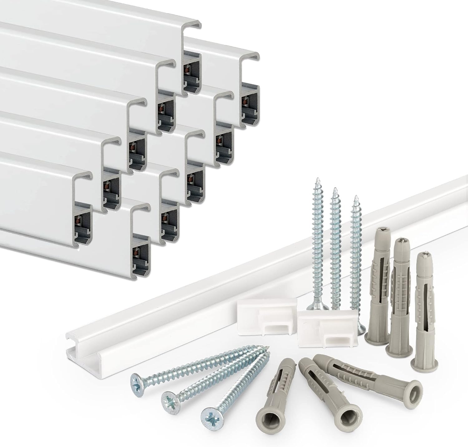 30 meter (15 x 2m) SOFT-RAIL® fotorails set BUDGET (M), wit gecoat, verschillende lengtes en kleuren