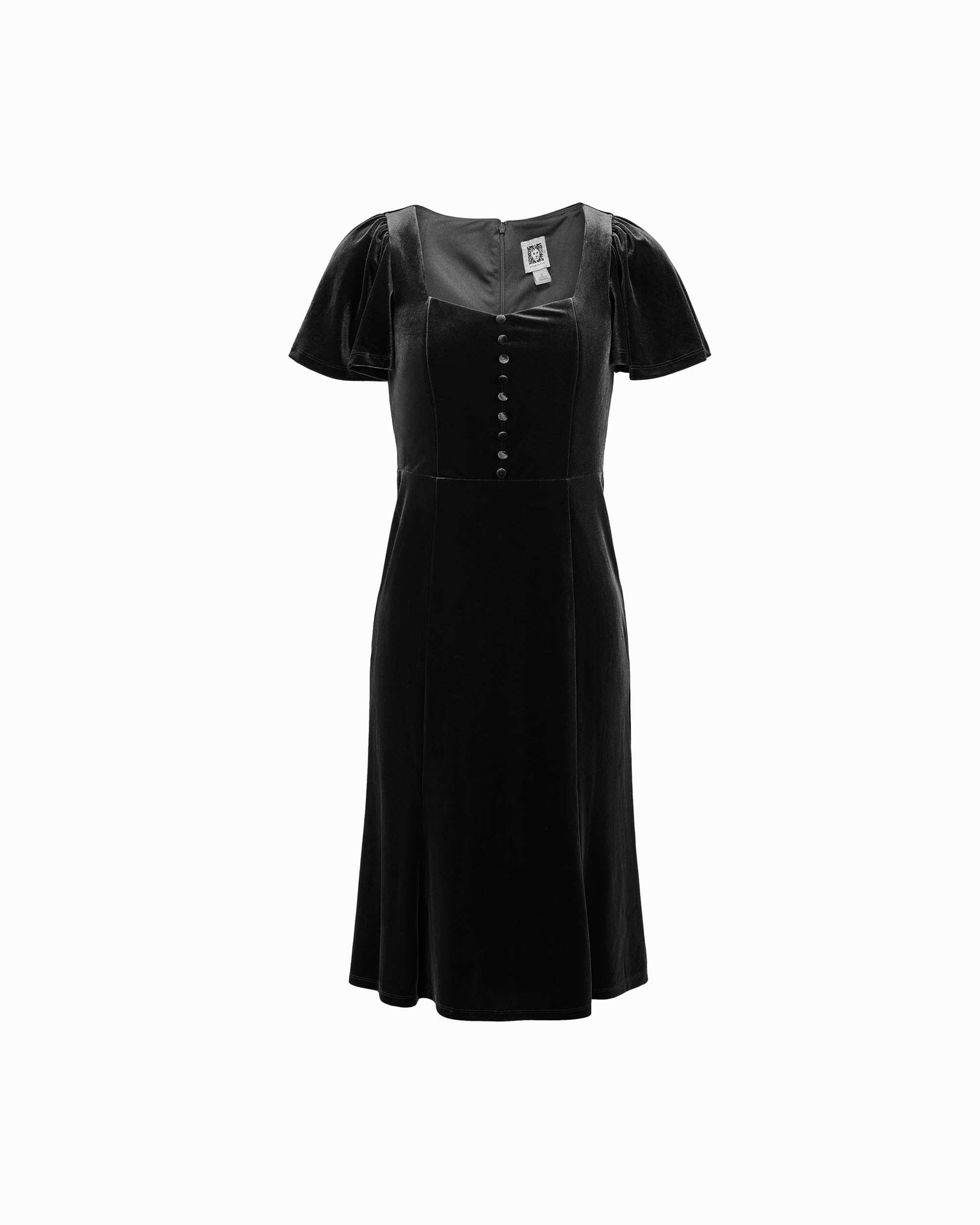 Anne Klein Womens Flutter Sleeve Velvet Midi Dress