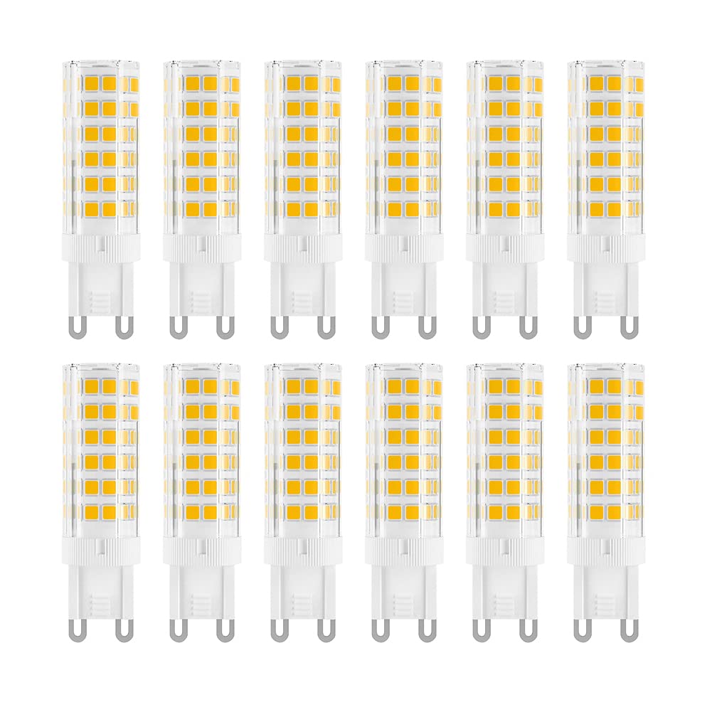 Bombilla LED G9 de 7 W, 60 W equivalente a bombilla halógena G9, 650 lm, CA 100 V-240 V, luz blanca diurna 6000 K, bombillas G9 no regulables para iluminación del hogar, paquete de 12
