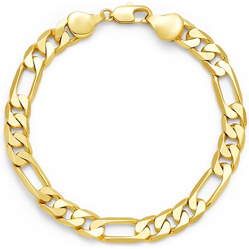 14K Gold Bracelets for Women & Men Trendy Dainty 7mm Figaro Bracelet for Men Hypoallergenic Gold Chain Bracelet for Women Jewelry Gifts