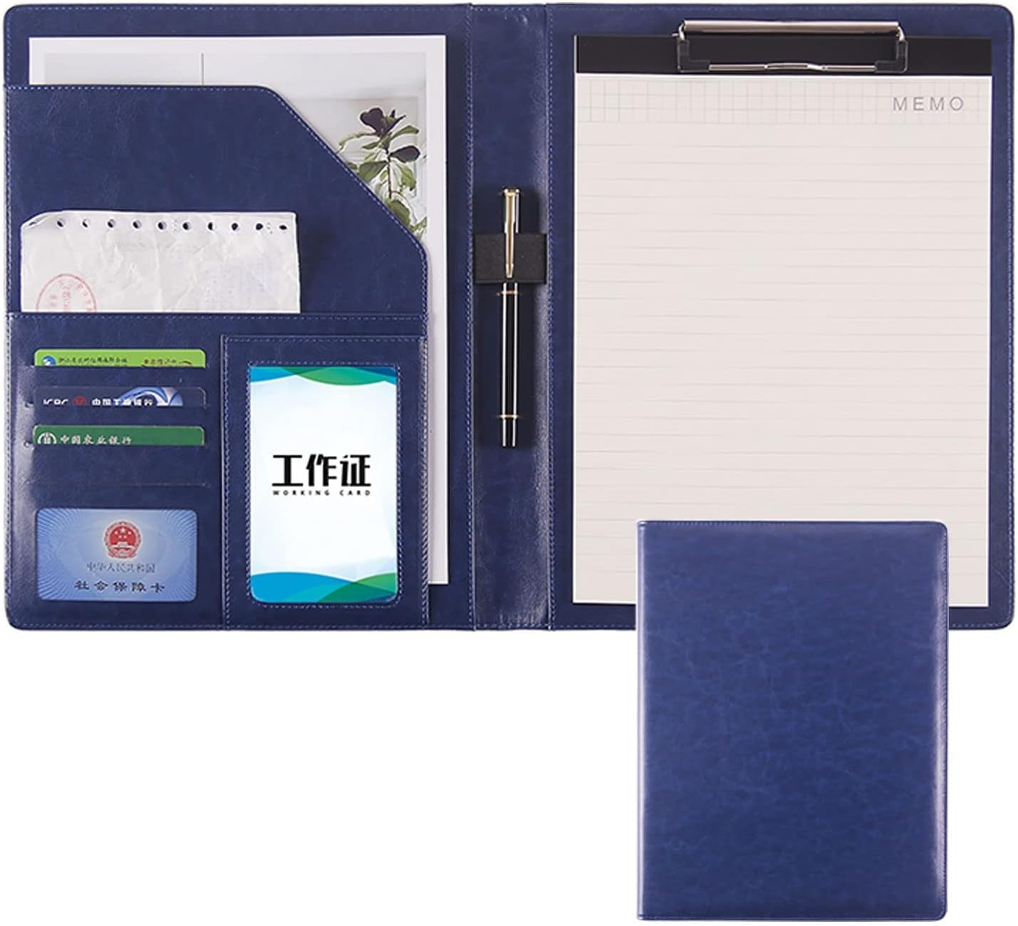 VHJdtE Folder, A4 Size Clipboard Hardboard Business Card Holders Document Sleeve(Blue)
