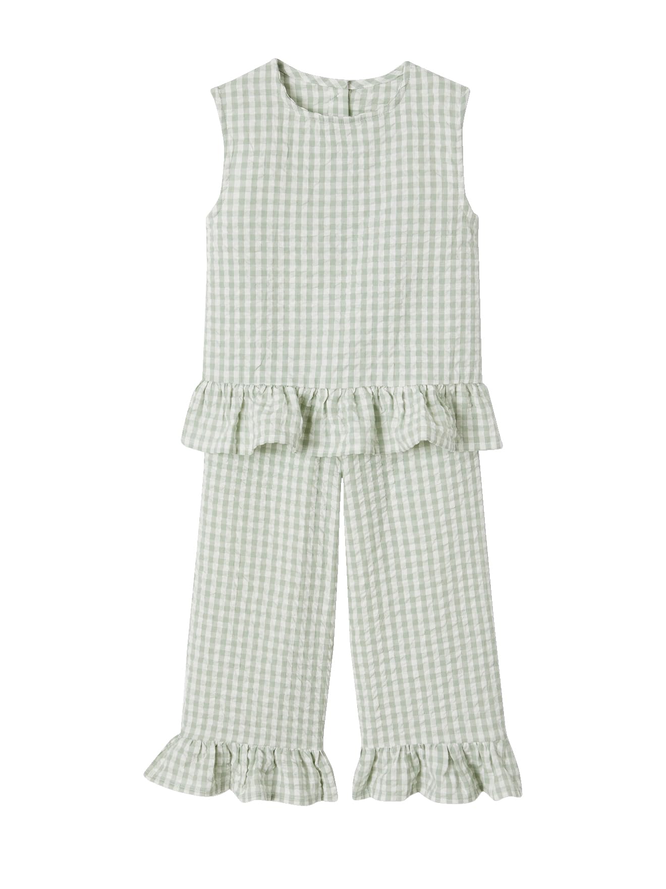 VERTBAUDET Ensemble fille blouse pantalon 7/​8ème vert sauge 8A