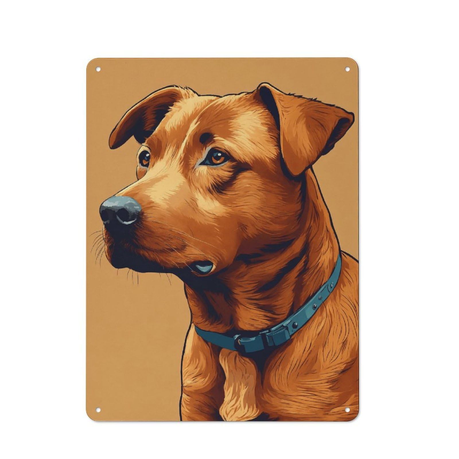 Junmoney Dog Portrait With Blue Collar Metal Gift Sign 40X30cm, Retro Home Wall Decor For Home, Shop, Pub Or Studio Wall