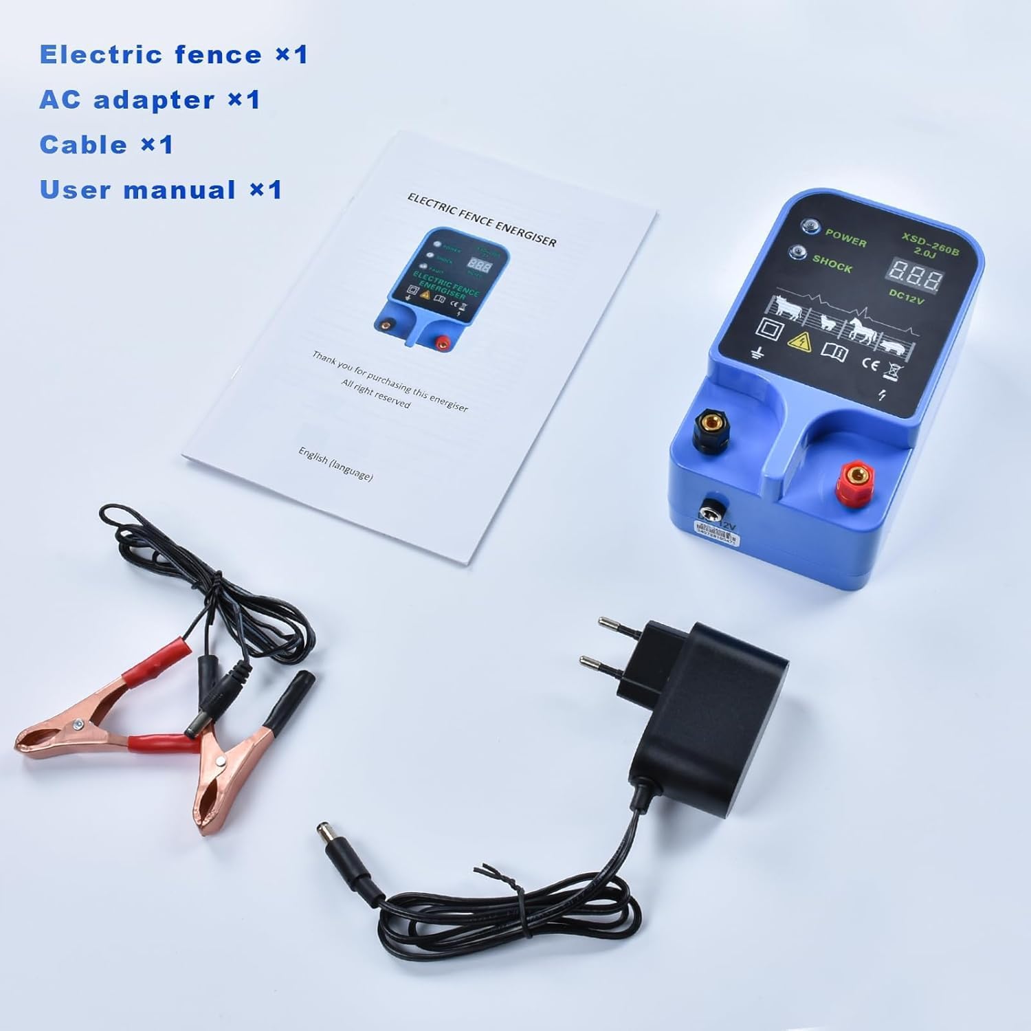 Elektrozaungerät Weidezaungerät 230v 10KM Elektrischer Weidezaun Elektrozaun Stark 2Joules 10,5k V Stromzaun Elektrisch Stromgerät Chargeur Elektrozaungerätgartenzaun für Pferde Rinder Schwein Schaf