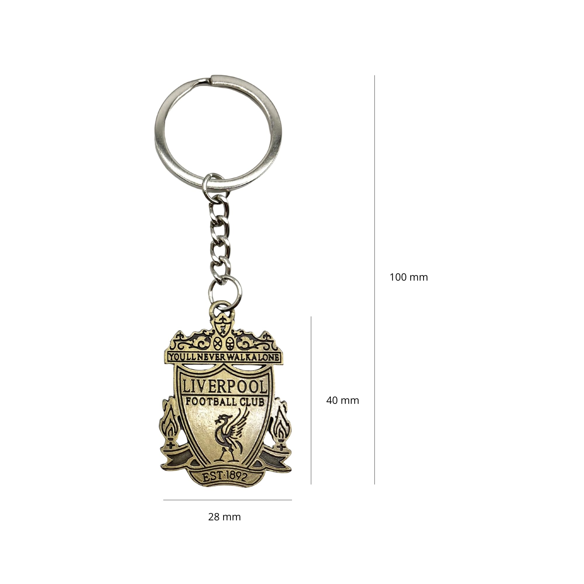 AUTOZOCO Llavero metálico Liverpool, edición de aficionado, Llavero dorado con emblema del Liverpool, equipo Reds, Metálico, Color dorado