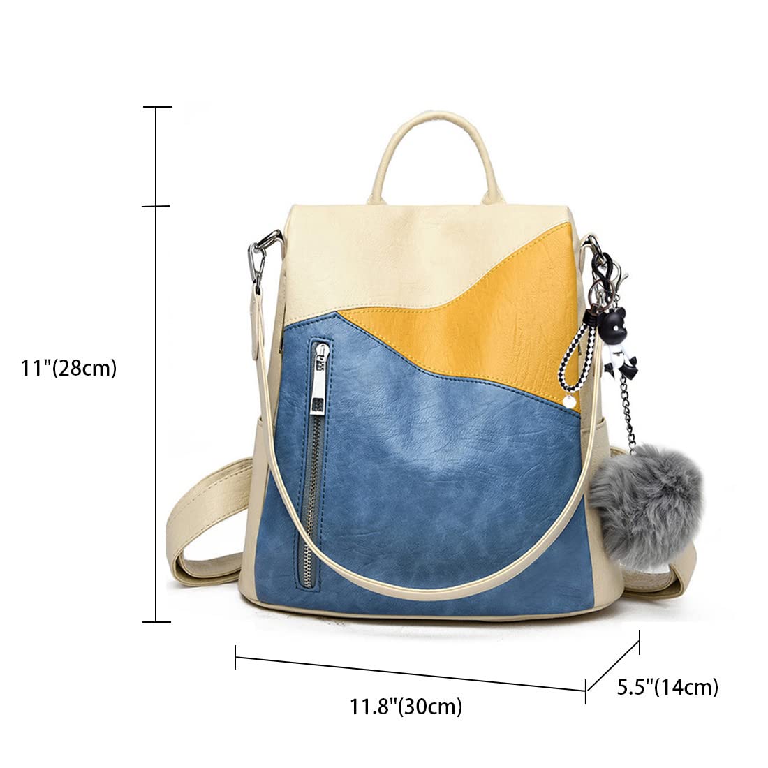 BUKESIYI Mujer Bolsos Mochila Niña Vestir Antirobo Pequeña Casual Bandolera Portatil PU Cuero Piel ES78163