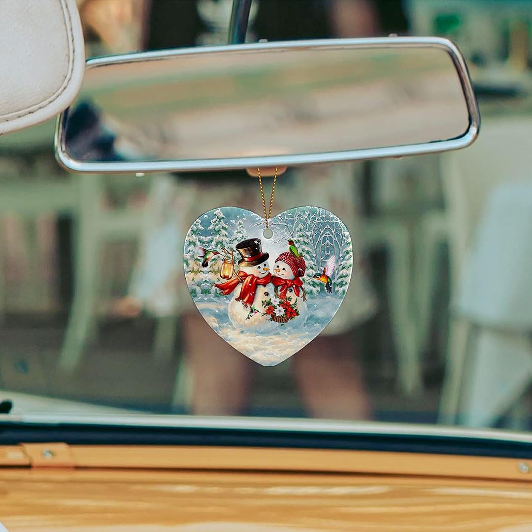 2025 Christmas Ornament - Snowman Couple & Hummingbird Ceramic Ornament, Festive Hanging Keepsake for Christmas Tree, for Snowman Lovers, Family, Friends - Image 7