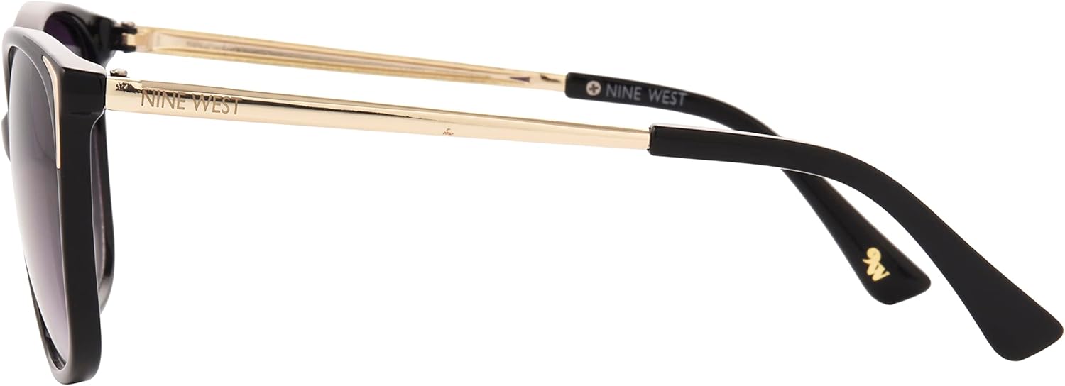 Nine West Women's Lorelai Sunglasses Cateye, Shiny Black, 55 mm - Image 5