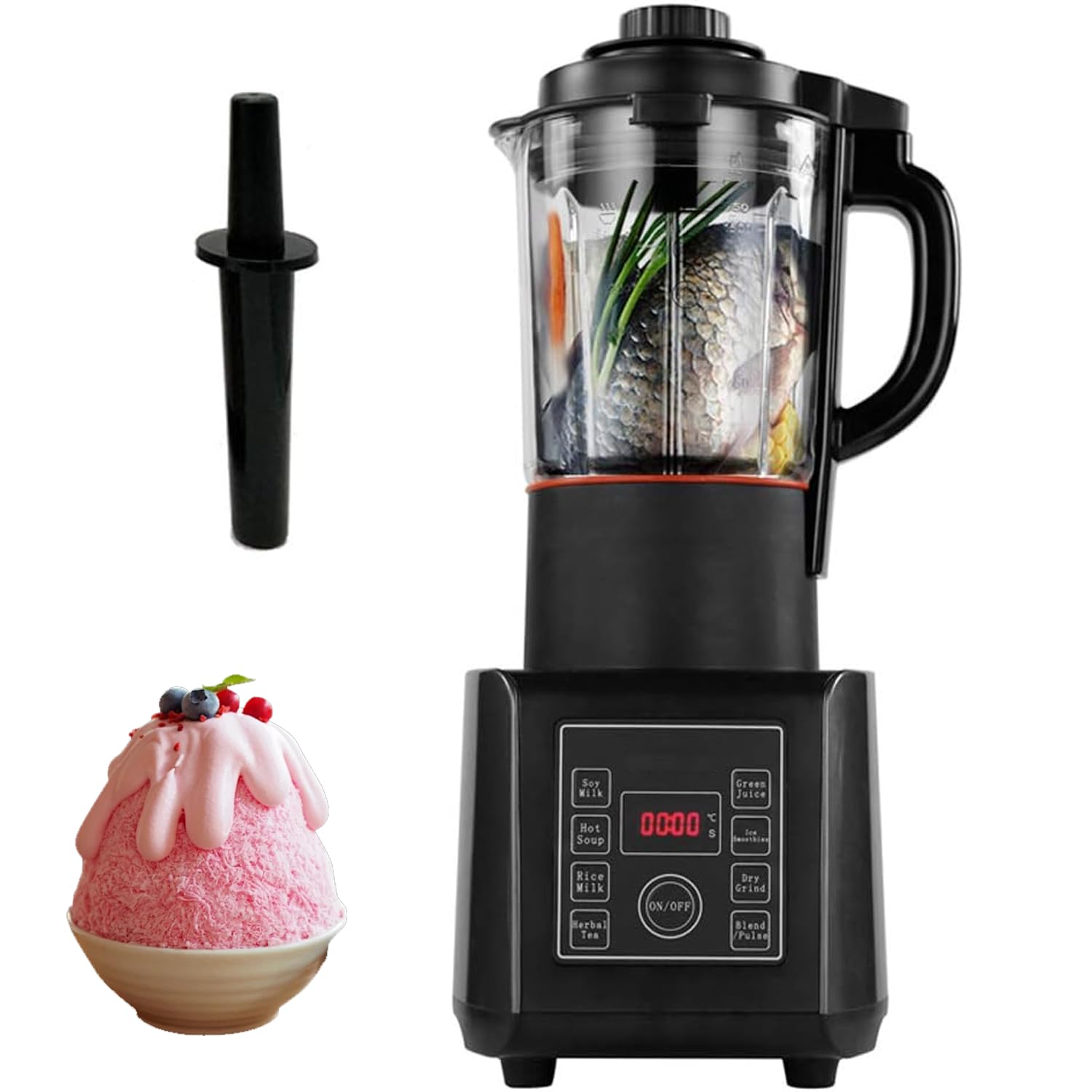 Licuadora Comercial súper silenciosa, Cocina Inteligente 5D y Limpieza automática, 8 Cuchillas de acción Ondulada de Acero Inoxidable, Pantalla LCD de Tiempo, para Batidos, Batidos, trituración de h