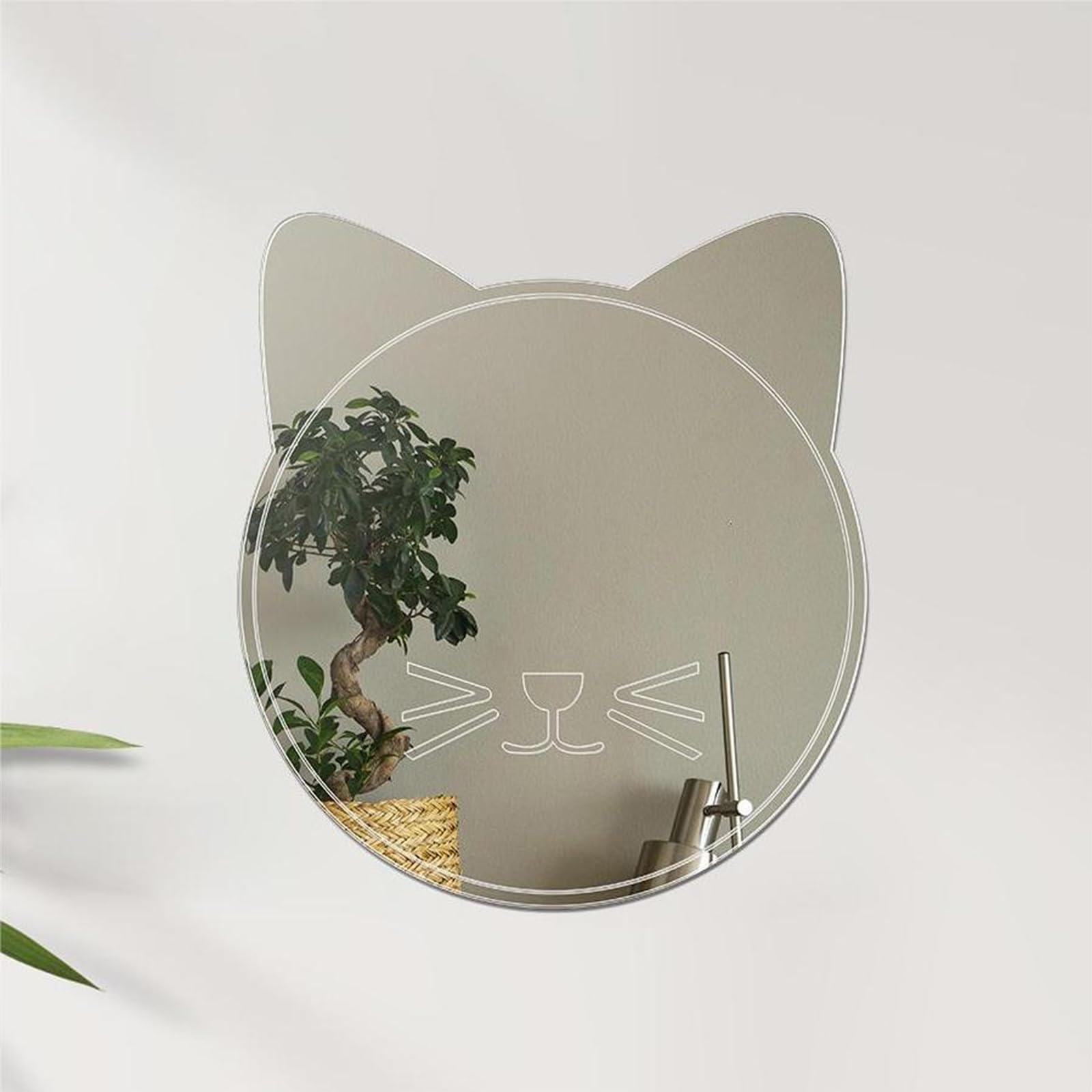DiGMiG Acrylic Mirror Wall Stickers Cute Cat Decoration Mirror Non-Glass Unbreakable Hanging Mirror Wall Art Aesthetic Kids Mirror for Room Decor-Small, 6.7'', As Show