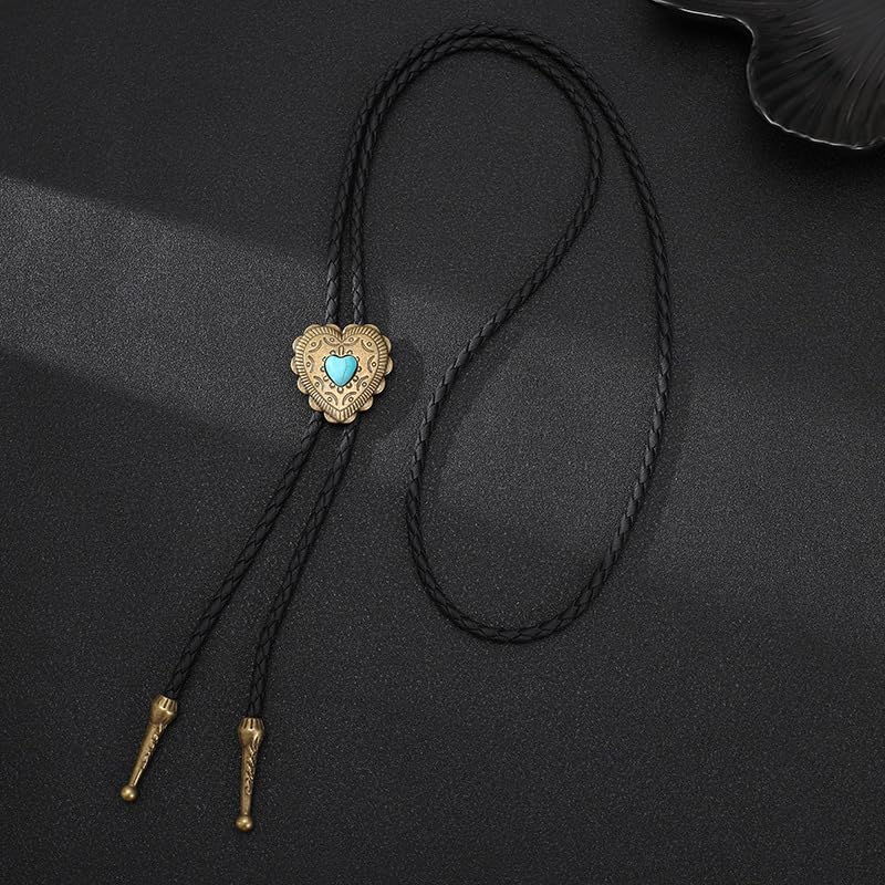 Image of Joxevyia Bolo Tie for Men Vintage Cow Skull Leather Rope Western Cowboy Necktie Vintage Bola Tie Gift for Him