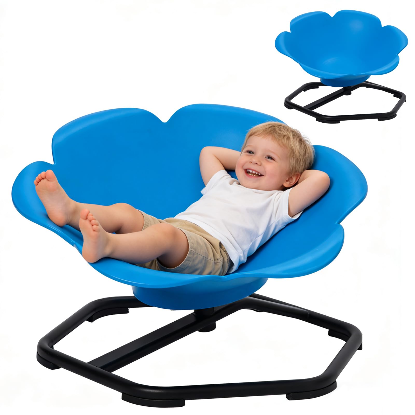 Silla Giratoria Sensorial Para Niños,Equilibrio de 360°,con Mango de Seguridad y Base Metálica Antideslizante,para Coordinación y Equilibrio, Silla Sensorial con Autismo y TDAH Juguete Sensorial(Azul)